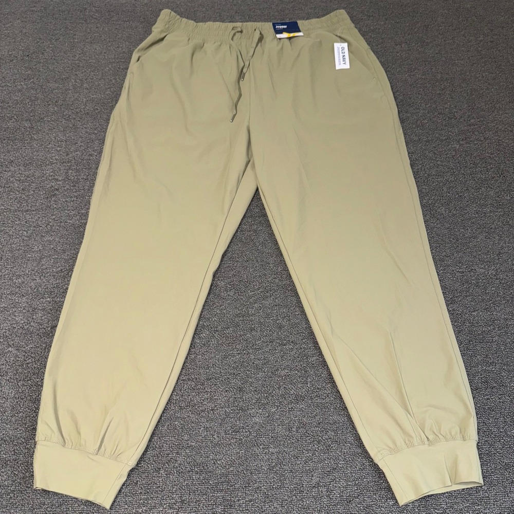 NWT Old Navy SleekTech High Rise Joggers Olive Green Go-Dry Active Pants Large